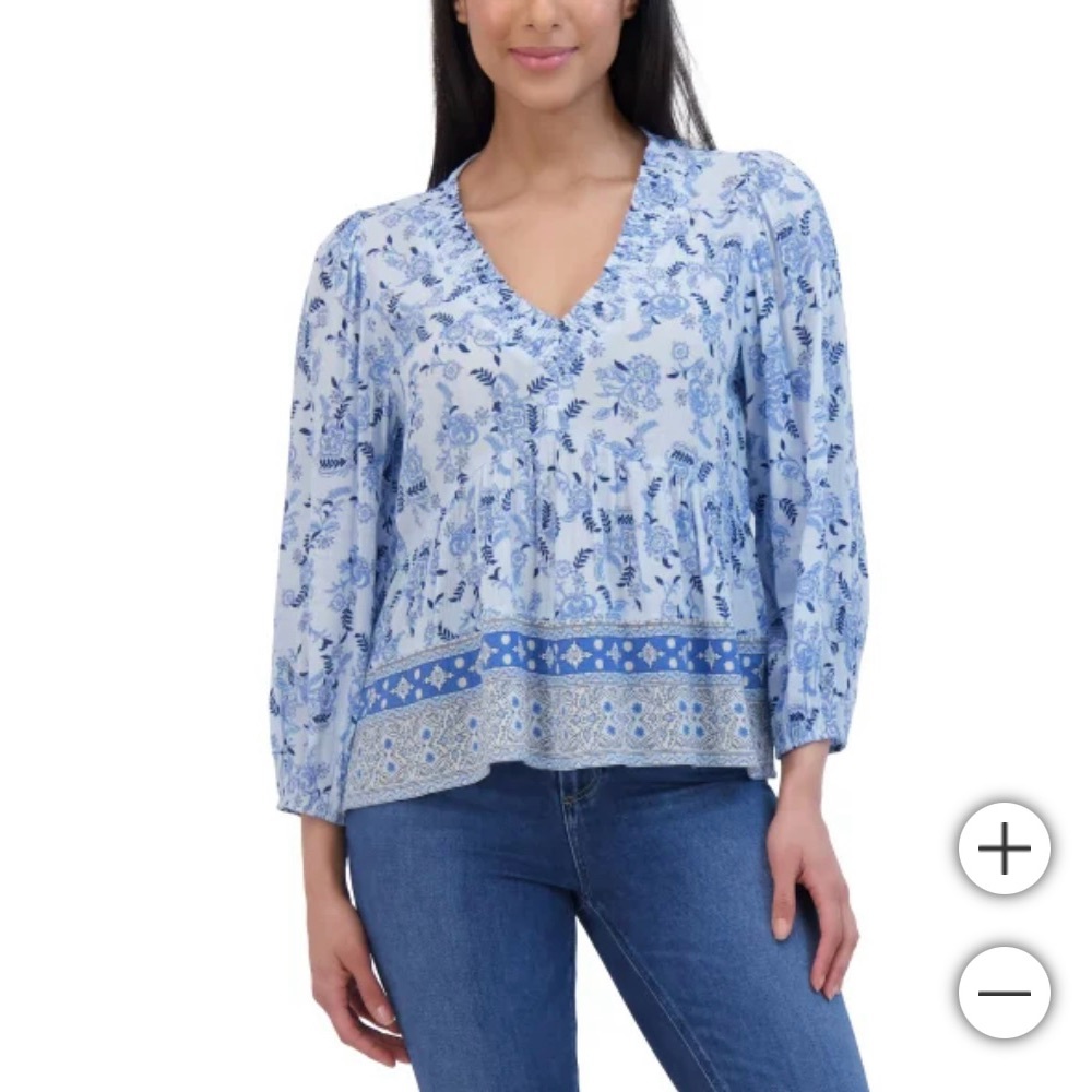 Lucky Brand Floral Blue Women's Top Medium NWT